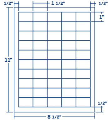 1.5" X 1" Laser/Inkjet Label-50 Per Sheet, 250 Sheets Per Pack, White, Permanent