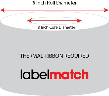 4 X 2 Premium Paper Thermal Transfer Label - Perforated - White - 6" Roll - Permanent
