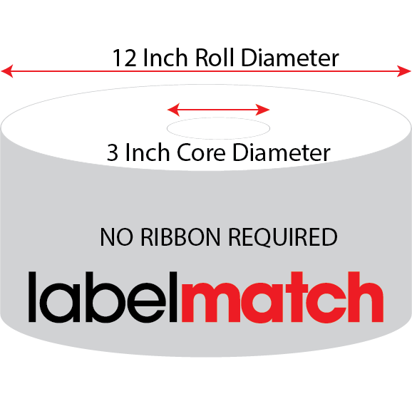 4 X 6 Economy Paper Direct Thermal Label - Perforated - White - 12" Roll - Permanent