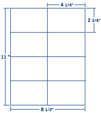 4.25" X 2.75" Laser/Inkjet Label-8 Per Sheet, 250 Sheets Per Pack, White, Permanent