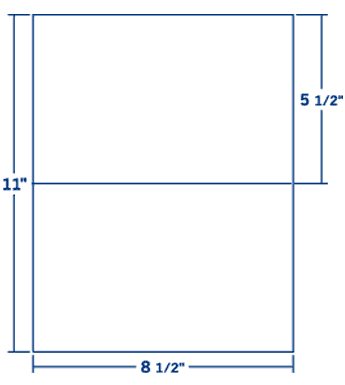 8.5" X 5.5" Laser/Inkjet Label-2 Per Sheet, 100 Sheets Per Pack, White, Permanent