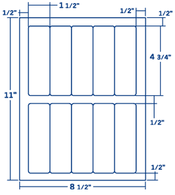 1.5" X 4.75" Laser/Inkjet Label-10 Per Sheet, 100 Sheets Per Pack, White, Permanent - Labelmatch