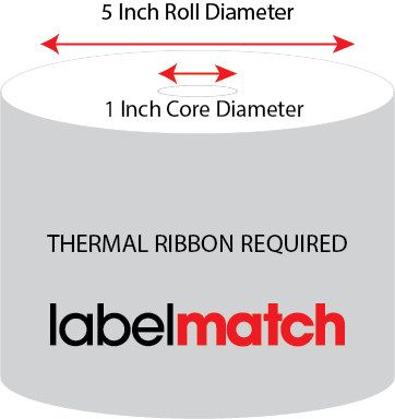 4" X 2" Thermal Transfer Label - Perforated - Premium Paper - White - 5" Roll - Permanent - Labelmatch