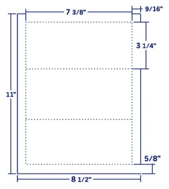 7.375" X 3.25" Laser/Inkjet Label-3 Per Sheet, 250 Sheets Per Pack, White, Permanent - Labelmatch