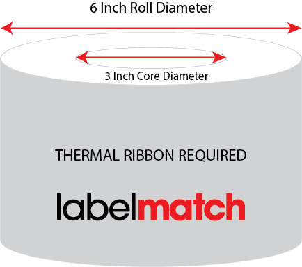 4 X 6 Premium Paper Thermal Transfer Label - Perforated - White - 6" Roll - Permanent - Labelmatch