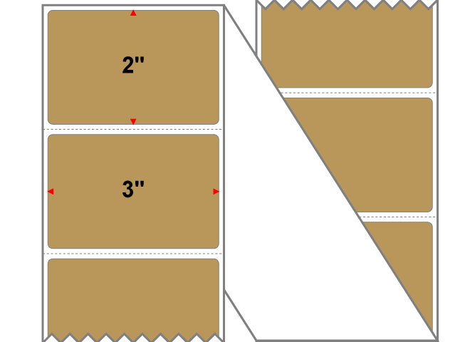 Fanfolded - 3 X 2 Premium Paper Direct Thermal Label - PMS 465 Cardboard Brown 465 - Permanent