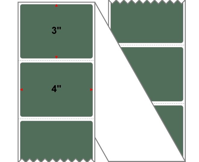 Fanfolded - 4 X 3 Premium Paper Direct Thermal Label - PMS 357 Dark Green 357 - Permanent