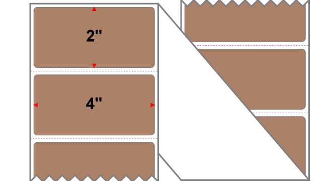 Fanfolded - 4 X 2 Premium Paper Direct Thermal Label - PMS 479 Brown 479 - Permanent