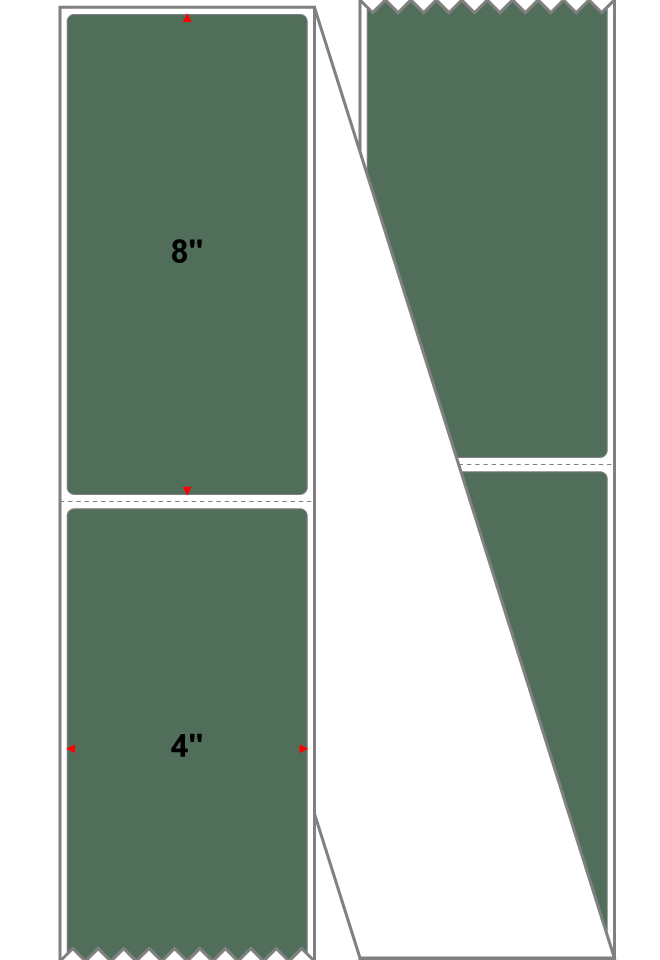 Fanfolded - 4 X 8 Premium Paper Direct Thermal Label - PMS 357 Dark Green 357 - Permanent