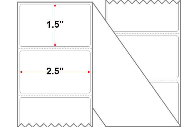 Fanfolded - 2.5 X 1.5 Premium Paper Thermal Transfer LabelWhite - Permanent
