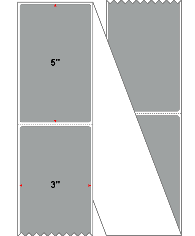 Fanfolded - 3 X 5 Premium Paper Direct Thermal Label - PMS 422 Gray (Medium) 422 - Permanent