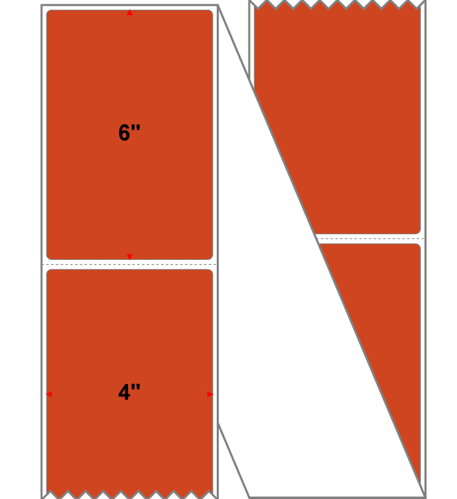 Fanfolded - 4 X 6 Premium Paper Direct Thermal Label - PMS 173 Dark Orange 173 - Permanent