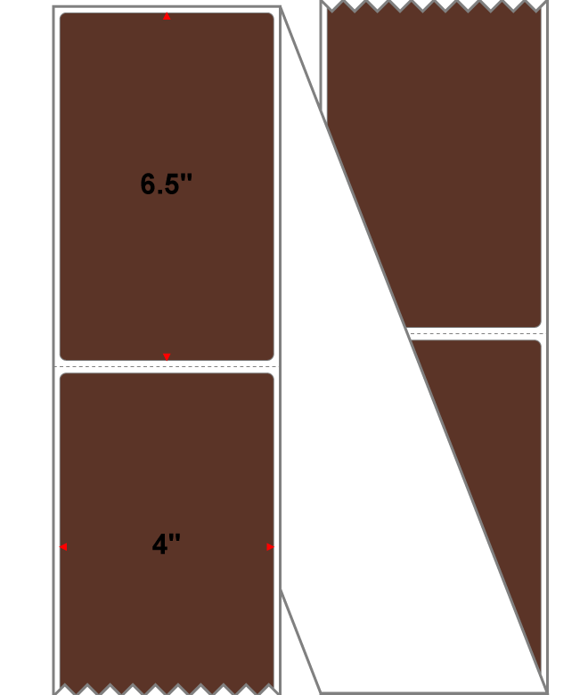 Fanfolded - 4 X 6.5 Premium Paper Direct Thermal Label - PMS 4695 Dark Brown 4695 - Permanent