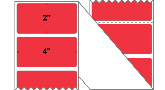 Fanfolded - 4 X 2 Premium Paper Direct Thermal Label - PMS 032 Red 32 - Permanent