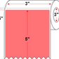 3 X 5 Premium Paper Thermal Transfer Label - Perforated - FL Red 805 - 8" Roll - Permanent