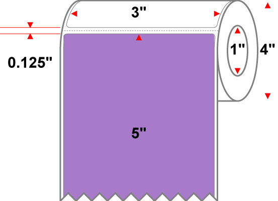 3 X 5 Premium Paper Thermal Transfer Label - Perforated - PMS 2577 Light Violet 2577 - 4" Roll - Permanent