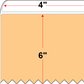 4 X 6 Premium Paper Thermal Transfer Label - Perforated - Pastel Orange 148 - 8" Roll - Permanent