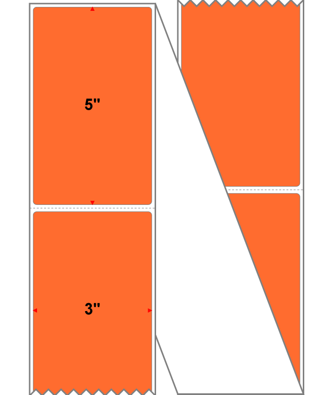 Fanfolded - 3 X 5 Premium Paper Direct Thermal Label - PMS 021 Orange 21 - Permanent