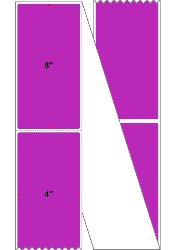Fanfolded - 4 X 8 Premium Paper Thermal Transfer Label - Pantone Purple Pantone Purple - Permanent