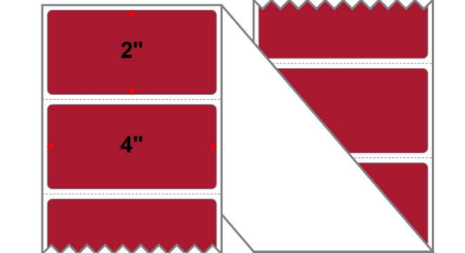 Fanfolded - 4 X 2 Premium Paper Direct Thermal Label - PMS 187 Dark Red 187 - Permanent