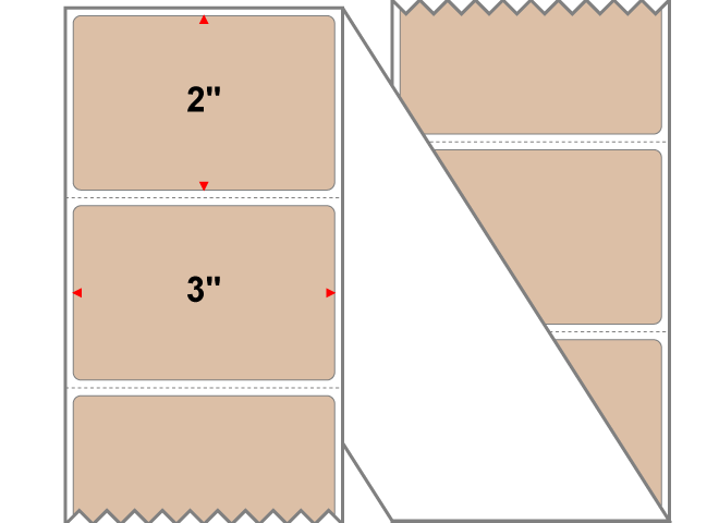 Fanfolded - 3 X 2 Premium Paper Direct Thermal Label - PMS 4675 Tan 4675 - Permanent