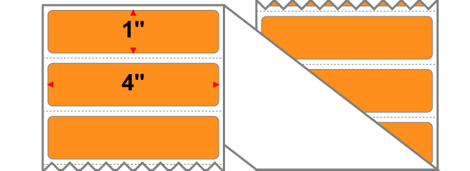 Fanfolded - 4 X 1 Premium Paper Direct Thermal Label - PMS 1495 Orange/Peach 1495 - Permanent