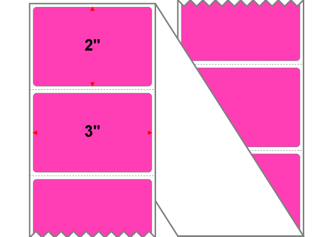 Fanfolded - 3 X 2 Premium Paper Thermal Transfer Label - Fluorescent Pink 806 - Permanent