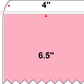 4 X 6.5 Premium Paper Thermal Transfer Label - Perforated - PMS 1767 Pink 1767 - 8" Roll - Permanent
