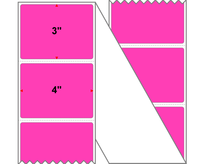 Fanfolded - 4 X 3 Premium Paper Thermal Transfer Label - Fluorescent Pink 806 - Permanent