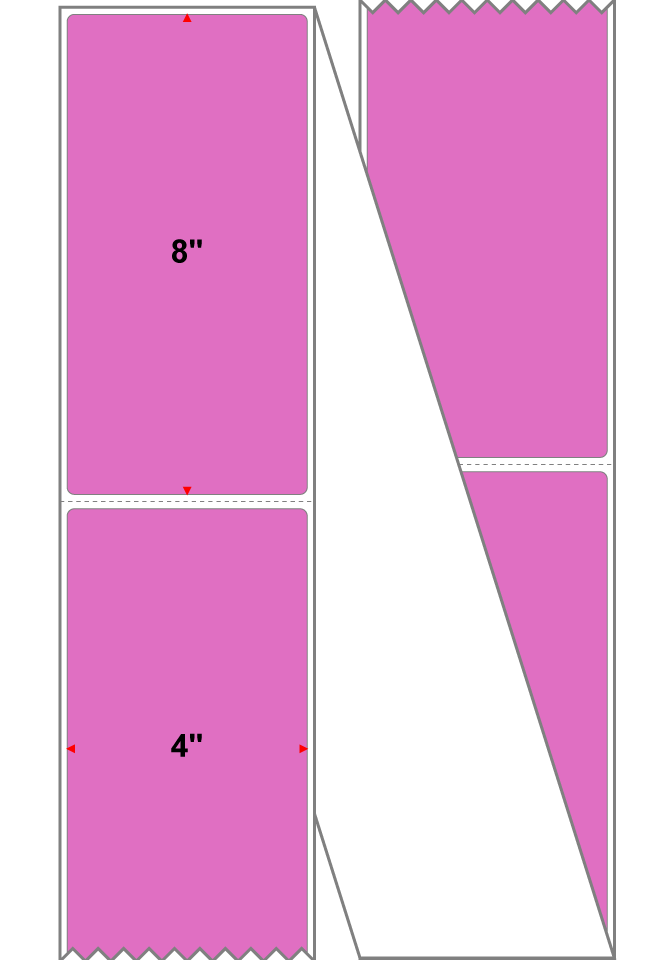 Fanfolded - 4 X 8 Premium Paper Direct Thermal Label - PMS 2385 Purple/Red 2385 - Permanent