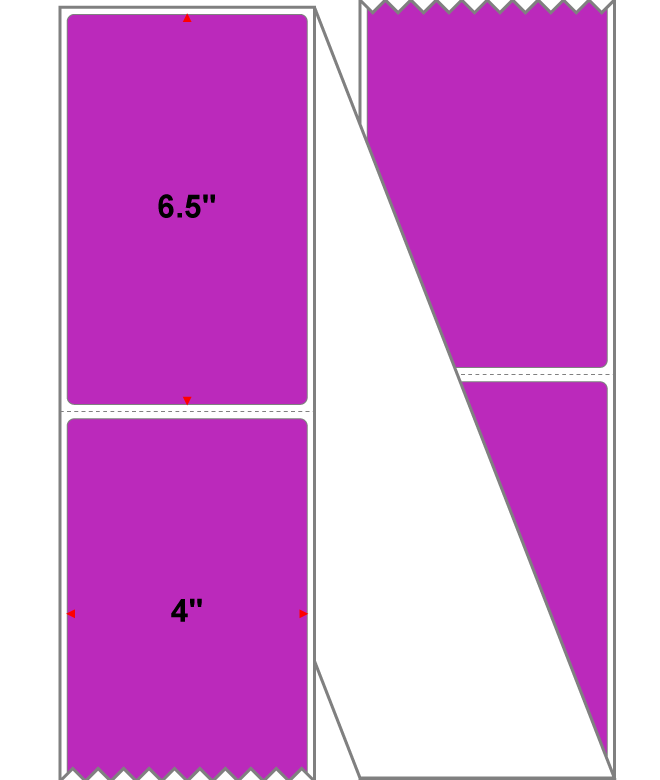 Fanfolded - 4 X 6.5 Premium Paper Direct Thermal Label - Pantone Purple Pantone Purple - Permanent