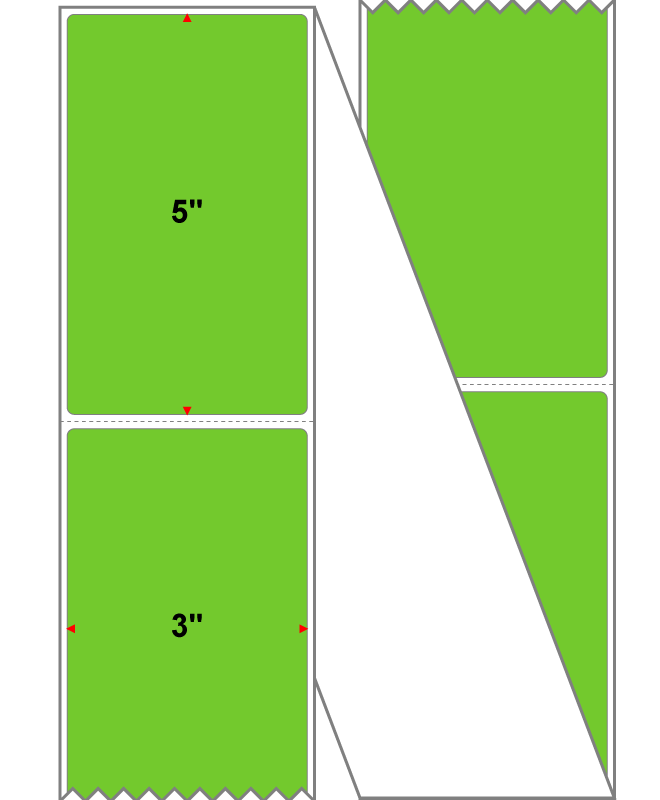 Fanfolded - 3 X 5 Premium Paper Direct Thermal Label - PMS 375 Yellow/Green 375 - Permanent