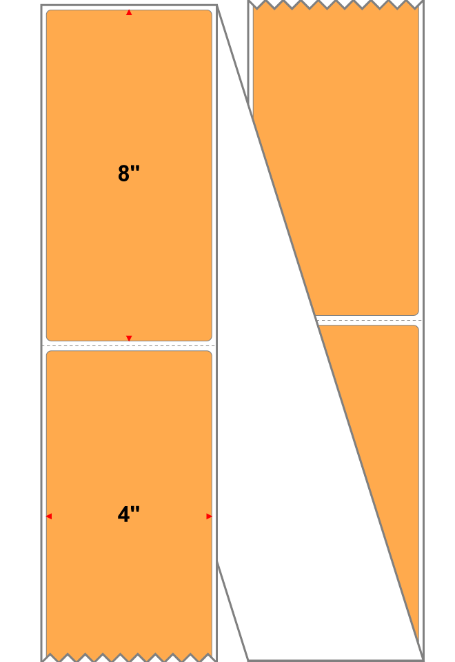Fanfolded - 4 X 8 Premium Paper Thermal Transfer Label - Fluorescent Orange 804 - Permanent