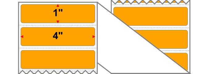 Fanfolded - 4 X 1 Premium Paper Thermal Transfer Label - PMS 135 Pastel Orange 135 - Permanent
