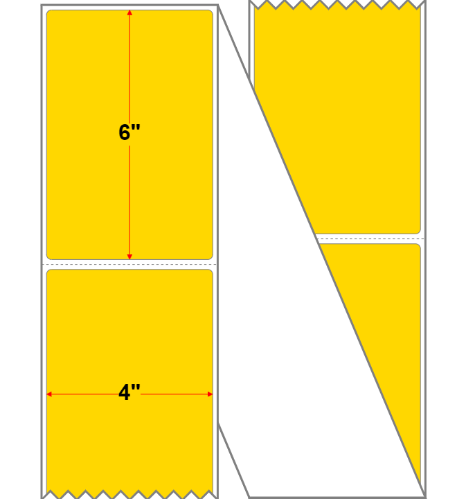 Fanfolded - 4 X 6 Premium Paper Direct Thermal Label - Yellow Pantone Yellow - Permanent