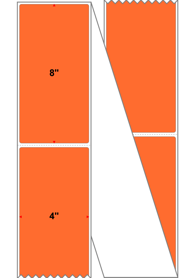 Fanfolded - 4 X 8 Premium Paper Direct Thermal Label - PMS 021 Orange 21 - Permanent