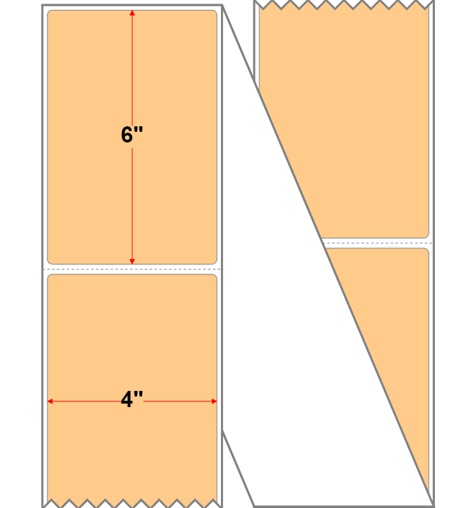 Fanfolded - 4 X 6 Premium Paper Thermal Transfer Label - Pastel Orange 148 - Permanent