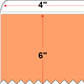 4 X 6 Premium Paper Thermal Transfer Label - Perforated - Light Orange 1565 - 8" Roll - Permanent