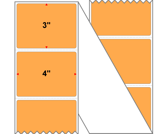 Fanfolded - 4 X 3 Premium Paper Thermal Transfer Label - Fluorescent Orange 804 - Permanent