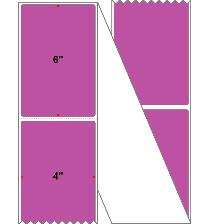 Fanfolded - 4 X 6 Premium Paper Direct Thermal Label - PMS 247 Dark Purple 247 - Permanent
