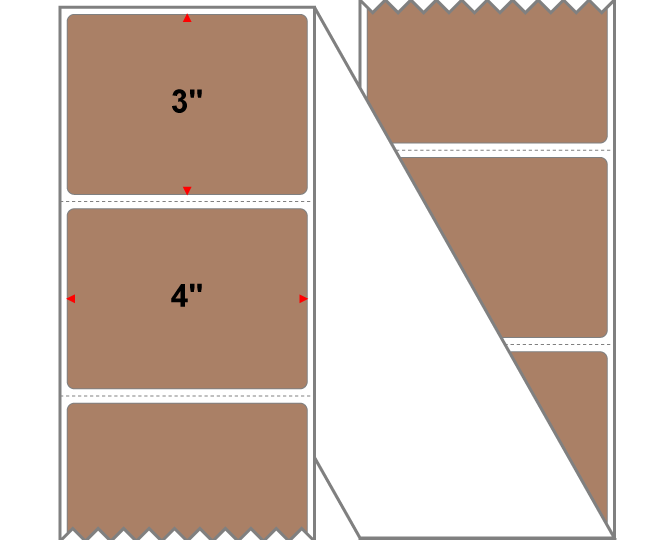 Fanfolded - 4 X 3 Premium Paper Direct Thermal Label - PMS 479 Brown 479 - Permanent