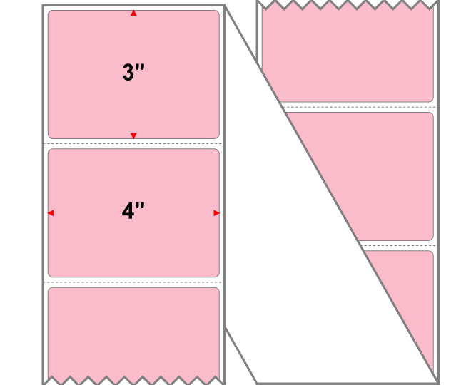 Fanfolded - 4 X 3 Premium Paper Thermal Transfer Label - PMS 182 Pink 182 - Permanent