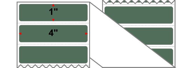 Fanfolded - 4 X 1 Premium Paper Thermal Transfer Label - PMS 357 Dark Green 357 - Permanent