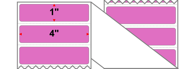 Fanfolded - 4 X 1 Premium Paper Direct Thermal Label - PMS 2385 Purple/Red 2385 - Permanent
