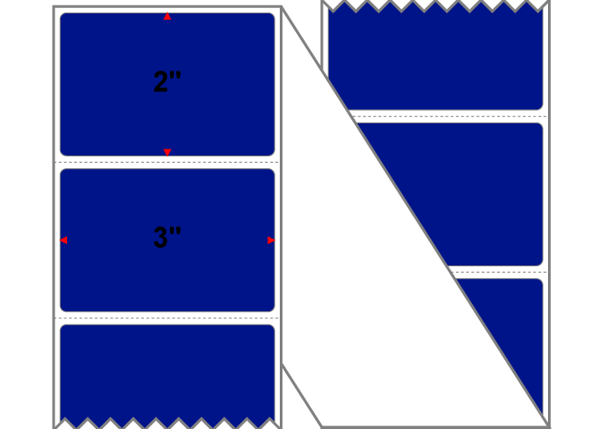 Fanfolded - 3 X 2 Premium Paper Direct Thermal Label - PMS Reflex Blue Reflex Blue - Permanent