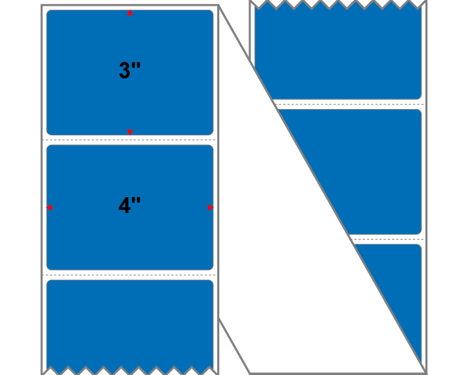 Fanfolded - 4 X 3 Premium Paper Direct Thermal Label - PMS 300 Blue 300 - Permanent