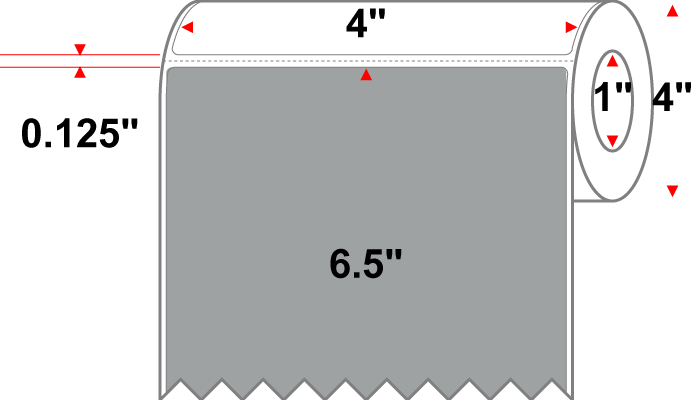 4 X 6.5 Premium Paper Thermal Transfer Label - Perforated - PMS 422 Gray (Medium) 422 - 4" Roll - Permanent