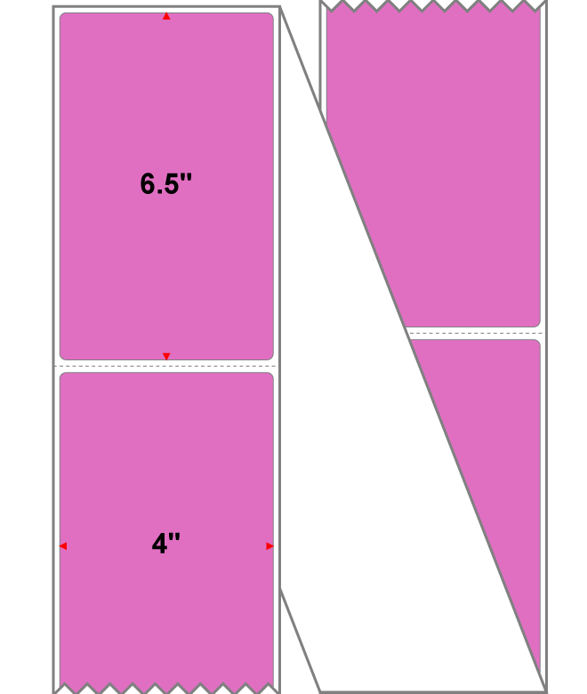 Fanfolded - 4 X 6.5 Premium Paper Direct Thermal Label - PMS 2385 Purple/Red 2385 - Permanent