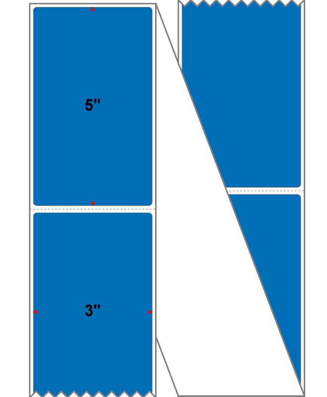 Fanfolded - 3 X 5 Premium Paper Direct Thermal Label - PMS 300 Blue 300 - Permanent