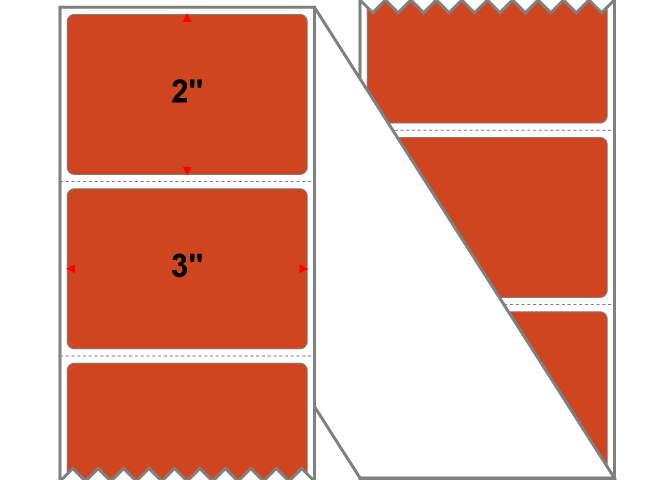 Fanfolded - 3 X 2 Premium Paper Thermal Transfer Label - PMS 173 Dark Orange 173 - Permanent